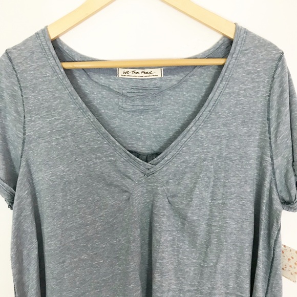 Free People All You Need Tee V Neck Short Sleeve Loose Fit Size XS Blue NWT - Picture 6 of 13